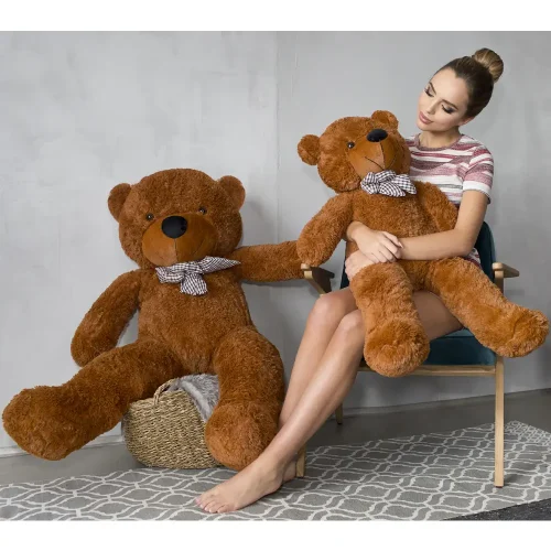 Teddyway Popo Large Teddy Bear, Giant Plush Toy, 100 cm, Dark Brown - Teddyway