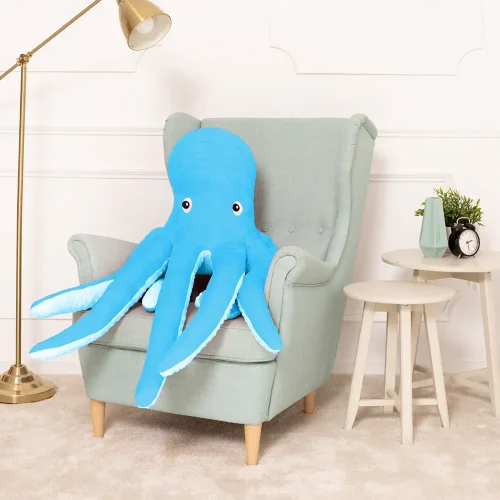 Teddyway Sodo Grand Calamar En Peluche Géant, Jouet En Peluche, 80 Cm, Bleu - Teddyway