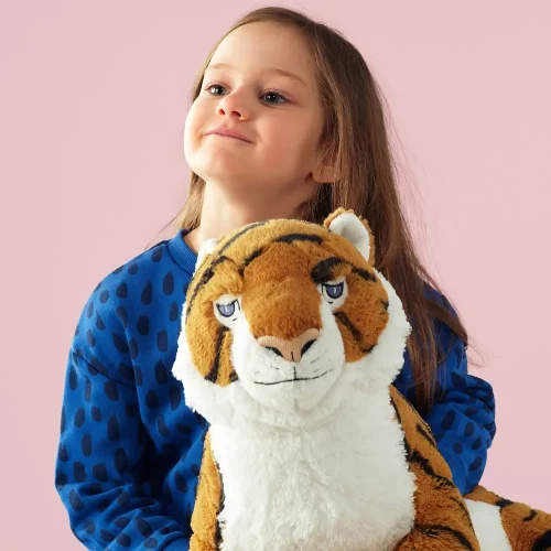 Teddyway Tino Tiger Plush Toy, Stuffed Animal, 70 cm, Yellow - Teddyway
