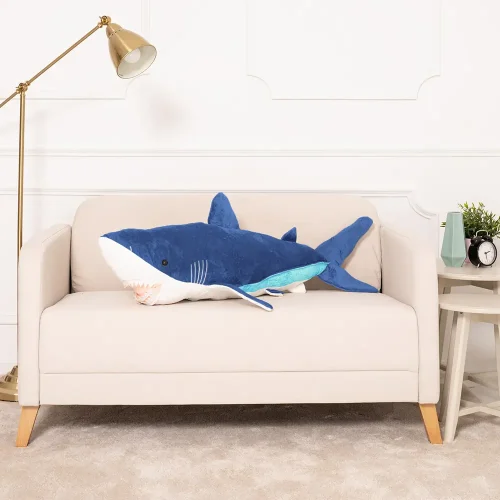 Teddyway Saho Requin En Peluche, Jouet En Peluche, 90 Cm, Bleu - Teddyway