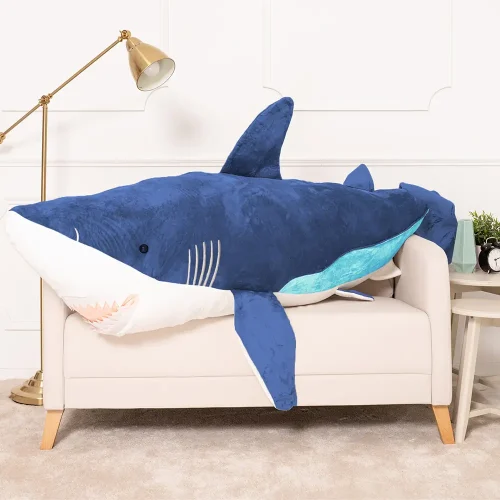 Teddyway Saho Requin En Peluche, Jouet En Peluche, 90 Cm, Bleu - Teddyway