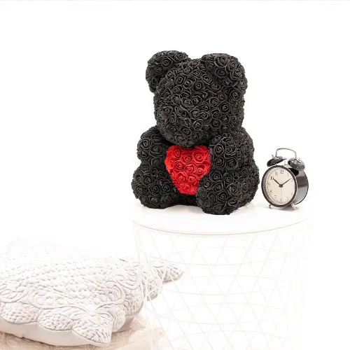 Teddyway Onis Ourson Ours En Rose, Roses Artificielles, Cadeau De Fleurs, 25 Cm, Rouge - Teddyway