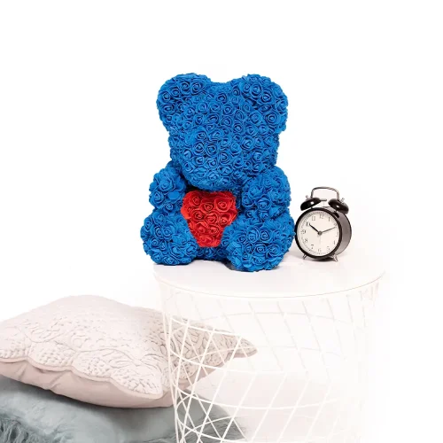 Teddyway Onis Ourson Ours En Rose, Roses Artificielles, Cadeau De Fleurs, 25 Cm, Rouge - Teddyway