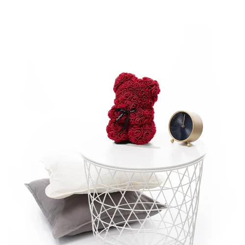 Teddyway Onis Ourson Ours En Rose, Roses Artificielles, Cadeau De Fleurs, 25 Cm, Rouge - Teddyway