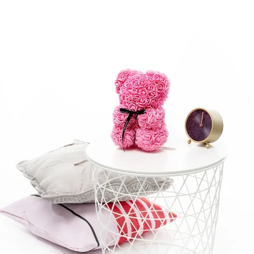 Teddyway Onis Ourson Ours En Rose, Roses Artificielles, Cadeau De Fleurs, 25 Cm, Rouge - Teddyway