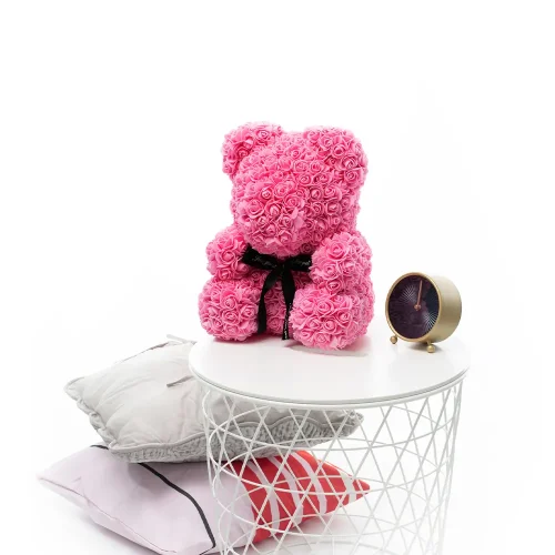 Teddyway Onis Ourson Ours En Rose, Roses Artificielles, Cadeau De Fleurs, 25 Cm, Rouge - Teddyway
