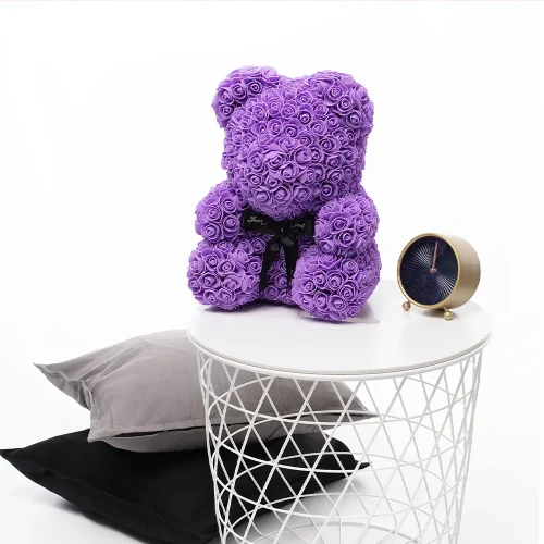 Teddyway Onis Ourson Ours En Rose, Roses Artificielles, Cadeau De Fleurs, 25 Cm, Rouge - Teddyway