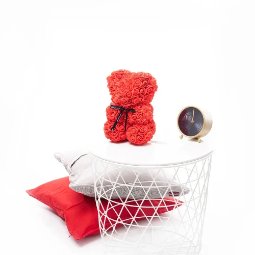 Teddyway Onis Ourson Ours En Rose, Roses Artificielles, Cadeau De Fleurs, 25 Cm, Rouge - Teddyway